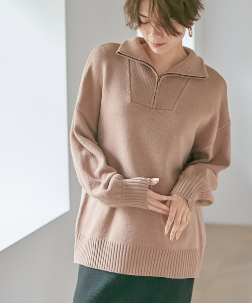 Days（デイズ）の「【Oeillet】ハーフジップゆるニットプルオーバー（ウイエ）（ニット/セーター・レディース・モカ/ブルー/グリーン/オフホワイト・M/LL/L）」の15枚目の写真