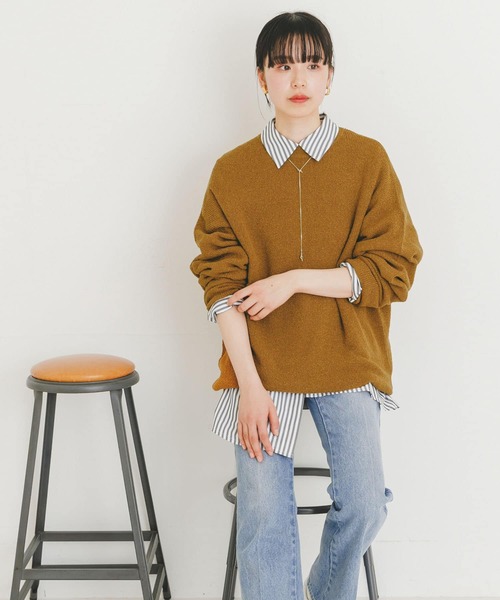 UR Lab.（アーバンリサーチラボ）の「ループヤーンルーズニット（ニット/セーター・レディース・イエロー系その他/グリーン系その他/アイボリー・FREE）」の3枚目の写真