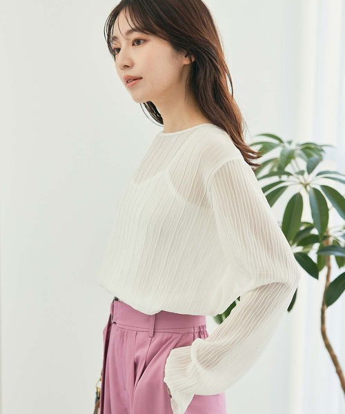 fifth（フィフス）の「インナー付きロングスリーブプリーツブラウス（シャツ/ブラウス・レディース・ホワイト/ブラック・M）」の12枚目の写真