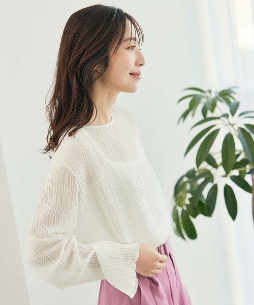 fifth（フィフス）の「インナー付きロングスリーブプリーツブラウス（シャツ/ブラウス・レディース・ホワイト/ブラック・M）」の9枚目の写真
