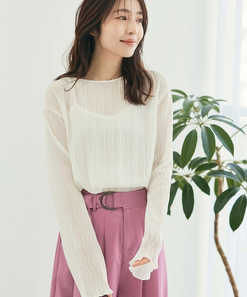 fifth（フィフス）の「インナー付きロングスリーブプリーツブラウス（シャツ/ブラウス・レディース・ホワイト/ブラック・M）」の15枚目の写真
