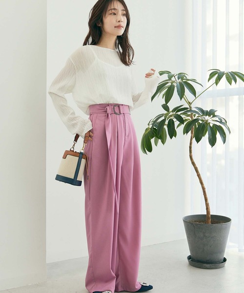 fifth（フィフス）の「インナー付きロングスリーブプリーツブラウス（シャツ/ブラウス・レディース・ホワイト/ブラック・M）」の5枚目の写真