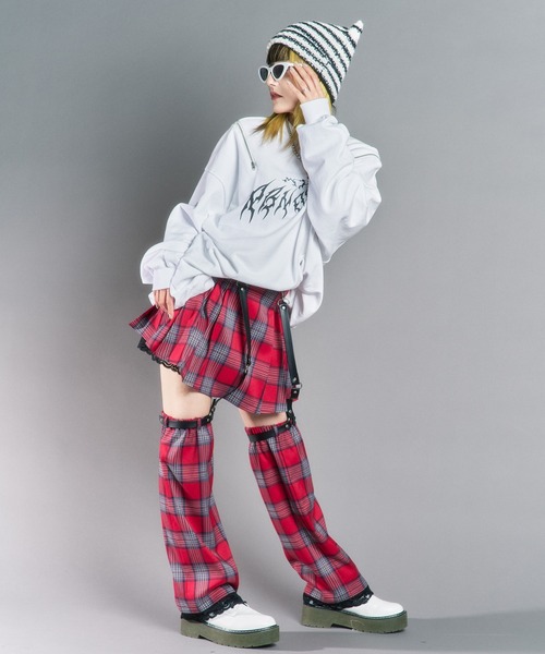 WEGO（ウィゴー）の「WEGO/【一部店限定】チェックロングレッグカバー（レッグウォーマー・レディース・レッド/ブルー・FREE）」の4枚目の写真