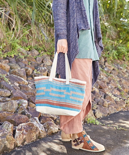 チャイハネ（チャイハネ）の「【チャイハネ】フェローバッグ（トートバッグ・メンズ・レッド/ターコイズブルー/ベージュ・FREE）」の4枚目の写真