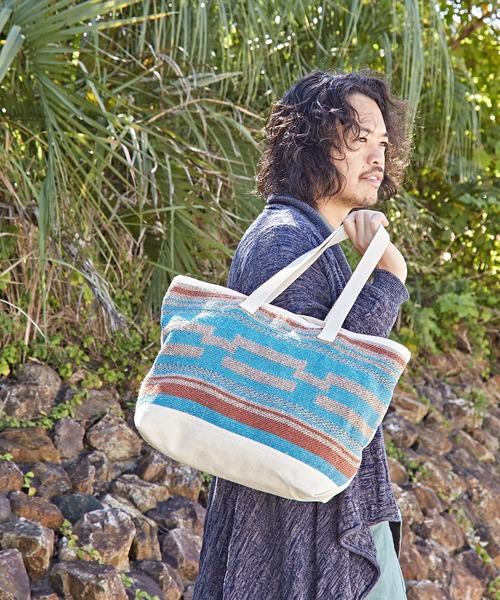 チャイハネ（チャイハネ）の「【チャイハネ】フェローバッグ（トートバッグ・メンズ・レッド/ターコイズブルー/ベージュ・FREE）」の12枚目の写真