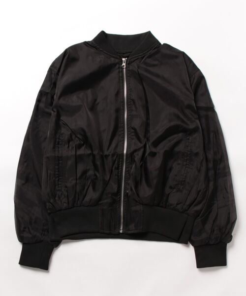 STYLEBLOCK(スタイルブロック)の「オーガンジーリブブルゾン(MA-1・レディース・アイボリー/ブラック/グレー・M)」の2枚目の写真