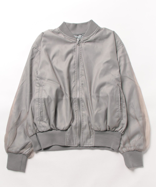 STYLEBLOCK(スタイルブロック)の「オーガンジーリブブルゾン(MA-1・レディース・アイボリー/ブラック/グレー・M)」の9枚目の写真