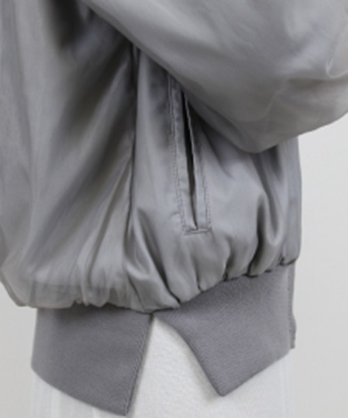 STYLEBLOCK(スタイルブロック)の「オーガンジーリブブルゾン(MA-1・レディース・アイボリー/ブラック/グレー・M)」の7枚目の写真