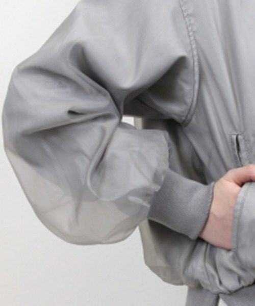 STYLEBLOCK(スタイルブロック)の「オーガンジーリブブルゾン(MA-1・レディース・アイボリー/ブラック/グレー・M)」の6枚目の写真