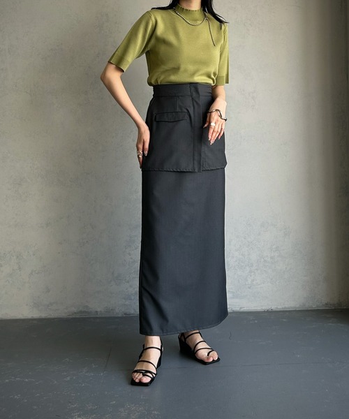 &g'aime(アンジェム)の「【&g’aime】ミラノリブ五分袖ニット(ニット/セーター・レディース・チャコールグレー/ブラック/グレイッシュベージュ/ホワイト/グリーン系その他・FREE)」の5枚目の写真