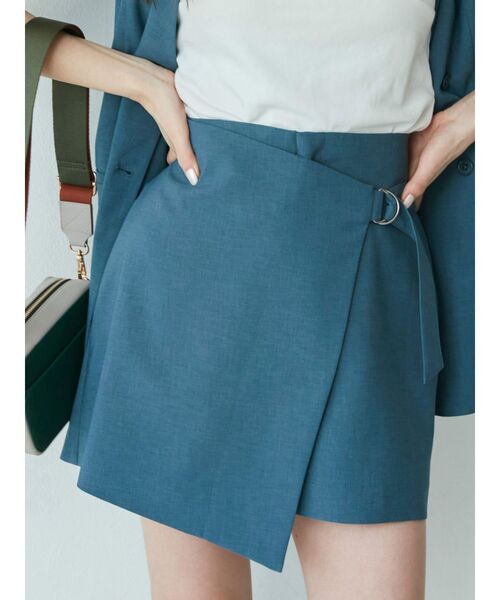 MURUA（ムルーア）の「ラップキュロット【セットアップ着用可能】（スラックス・レディース・ブルー/ブラック/ベージュ/ダークグレー・1/2）」の14枚目の写真