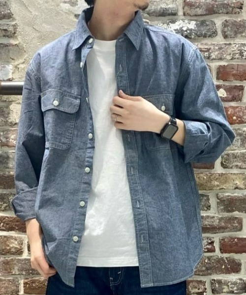 BACK NUMBER(バックナンバー)の「【BACK NUMBER】サラサラリネン混シャンブレー(シャツ/ブラウス・メンズ・ライトインディゴブルー/ダークインディゴブルー/オフホワイト・M/L/XL)」の3枚目の写真