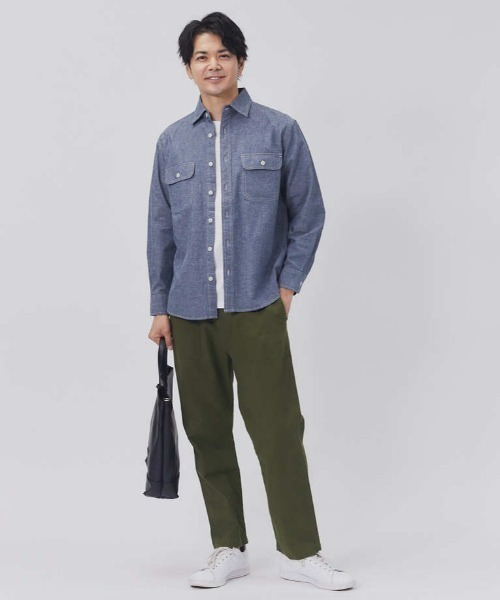 BACK NUMBER(バックナンバー)の「【BACK NUMBER】サラサラリネン混シャンブレー(シャツ/ブラウス・メンズ・ライトインディゴブルー/ダークインディゴブルー/オフホワイト・M/L/XL)」の11枚目の写真