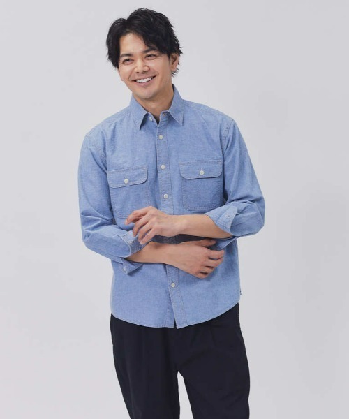 BACK NUMBER(バックナンバー)の「【BACK NUMBER】サラサラリネン混シャンブレー(シャツ/ブラウス・メンズ・ライトインディゴブルー/ダークインディゴブルー/オフホワイト・M/L/XL)」の19枚目の写真