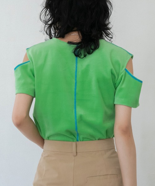 VACANCY(ヴァカンシー)の「配色カットオフパイルトップス(Tシャツ/カットソー・レディース・グリーン/ライトグレー/イエロー・FREE)」の20枚目の写真