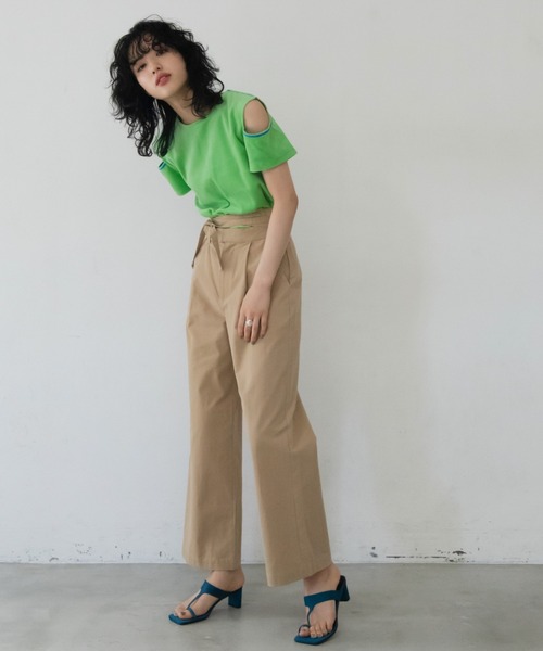 VACANCY(ヴァカンシー)の「配色カットオフパイルトップス(Tシャツ/カットソー・レディース・グリーン/ライトグレー/イエロー・FREE)」の16枚目の写真