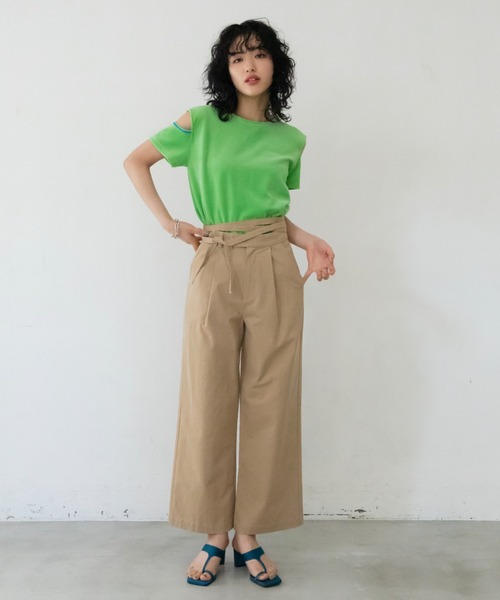 VACANCY(ヴァカンシー)の「配色カットオフパイルトップス(Tシャツ/カットソー・レディース・グリーン/ライトグレー/イエロー・FREE)」の17枚目の写真