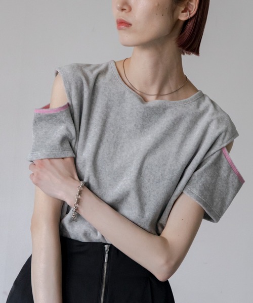 VACANCY(ヴァカンシー)の「配色カットオフパイルトップス(Tシャツ/カットソー・レディース・グリーン/ライトグレー/イエロー・FREE)」の22枚目の写真