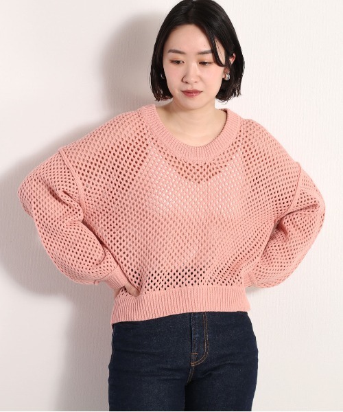 cepo(セポ)の「スプリングカラーメッシュニット(ニット/セーター・レディース・イエロー/オフホワイト/ピンク・M)」の3枚目の写真