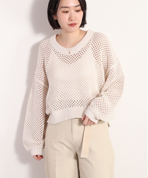 cepo(セポ)の「スプリングカラーメッシュニット(ニット/セーター・レディース・イエロー/オフホワイト/ピンク・M)」の12枚目の写真