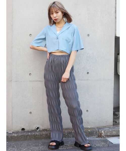 EMODA(エモダ)の「シャーリングリラックスパンツ(その他パンツ・レディース・ブラック/グレー/ブルー/アイボリー・FREE)」の9枚目の写真