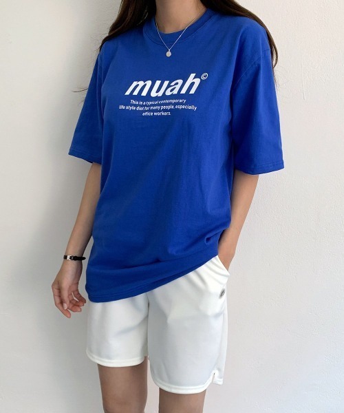 muahmuah（ムーアムーア）の「A'GEM/9 × .kom『muah muah/ムーアムーア』 GRAPHIC STANDARD T-SHIRT/スタンダード 半袖 カットソー（Tシャツ/カットソー・レディース・ホワイト/ブラック/ブルー・FREE）」の13枚目の写真