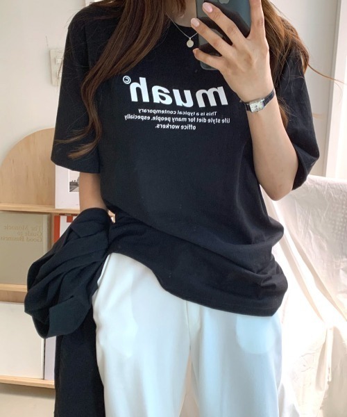 muahmuah（ムーアムーア）の「A'GEM/9 × .kom『muah muah/ムーアムーア』 GRAPHIC STANDARD T-SHIRT/スタンダード 半袖 カットソー（Tシャツ/カットソー・レディース・ホワイト/ブラック/ブルー・FREE）」の10枚目の写真