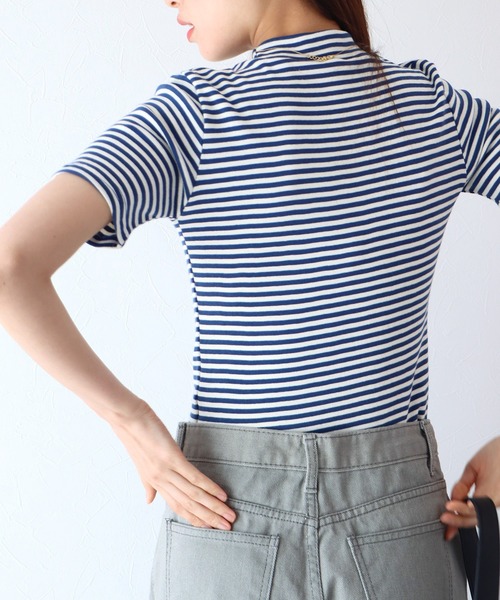 BLUEEAST（ブルーイースト）の「プチハイネックボーダーTシャツ（Tシャツ/カットソー・レディース・ライトグレー/ブルー/チャコールグレー/ブラック・MEDIUM）」の13枚目の写真