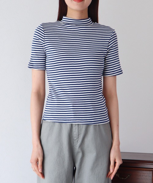 BLUEEAST（ブルーイースト）の「プチハイネックボーダーTシャツ（Tシャツ/カットソー・レディース・ライトグレー/ブルー/チャコールグレー/ブラック・MEDIUM）」の19枚目の写真