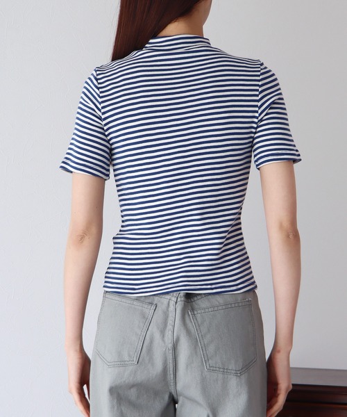 BLUEEAST（ブルーイースト）の「プチハイネックボーダーTシャツ（Tシャツ/カットソー・レディース・ライトグレー/ブルー/チャコールグレー/ブラック・MEDIUM）」の21枚目の写真