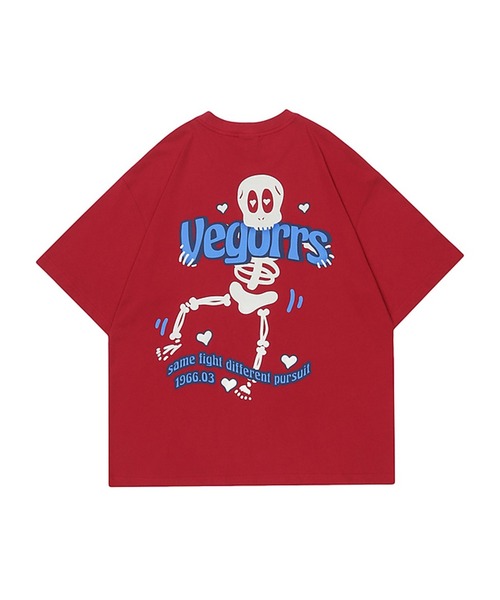 HOOK(フック)の「【HOOK】個性派スケルトンバックプリント半袖ビッグTシャツ(Tシャツ/カットソー・メンズ・ブラウン/ブラック/レッド・M/L/XL)」の3枚目の写真