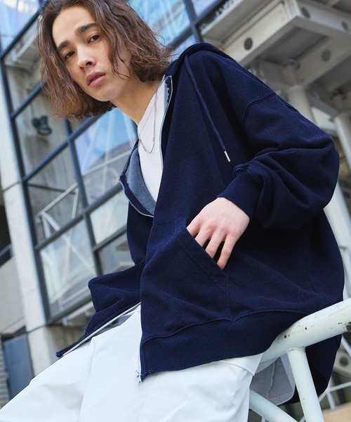 【希少】Nissy パーカー　総柄　ブルー　Lサイズ NAVAL｜【SEQUENZ(シークエンズ)】SQNZ ZIP P/K / ジップパーカー 裏