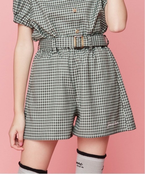 JENNI love（ジェニィラブ）の「チェックベルト付きショーパン（その他パンツ・キッズ・パープル/ミント/ブラック・160cm/150cm/130cm/140cm）」の3枚目の写真