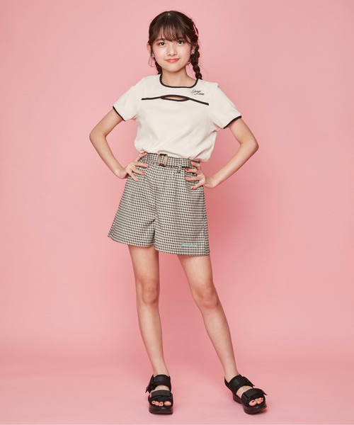 JENNI love（ジェニィラブ）の「チェックベルト付きショーパン（その他パンツ・キッズ・パープル/ミント/ブラック・160cm/150cm/130cm/140cm）」の7枚目の写真