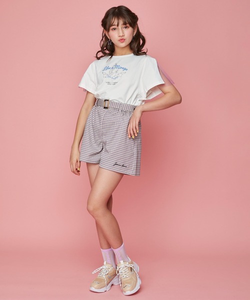 JENNI love（ジェニィラブ）の「チェックベルト付きショーパン（その他パンツ・キッズ・パープル/ミント/ブラック・160cm/150cm/130cm/140cm）」の12枚目の写真