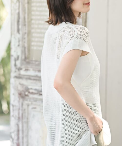 rps（アールピーエス）の「透かしメッシュ柄ニットベスト（ベスト・レディース・ブラック/オフホワイト/ベージュ系その他/モカ・フリー）」の10枚目の写真