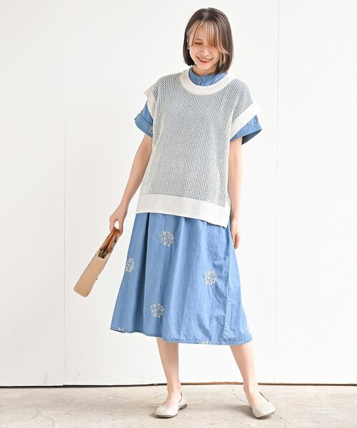 rps（アールピーエス）の「透かしメッシュ柄ニットベスト（ベスト・レディース・ブラック/オフホワイト/ベージュ系その他/モカ・フリー）」の13枚目の写真