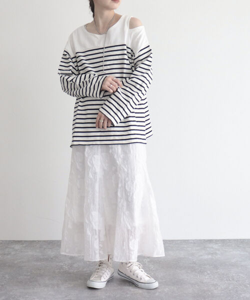 fredy emue（フレディエミュ）の「【fredy emue/フレディエミュ】シアージャガードフレアースカート（スカート・レディース・オフホワイト/ブラック・36/38）」の3枚目の写真