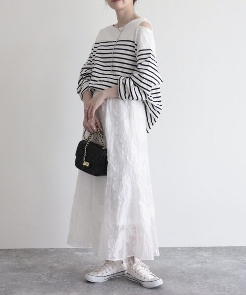 fredy emue（フレディエミュ）の「【fredy emue/フレディエミュ】シアージャガードフレアースカート（スカート・レディース・オフホワイト/ブラック・36/38）」の8枚目の写真