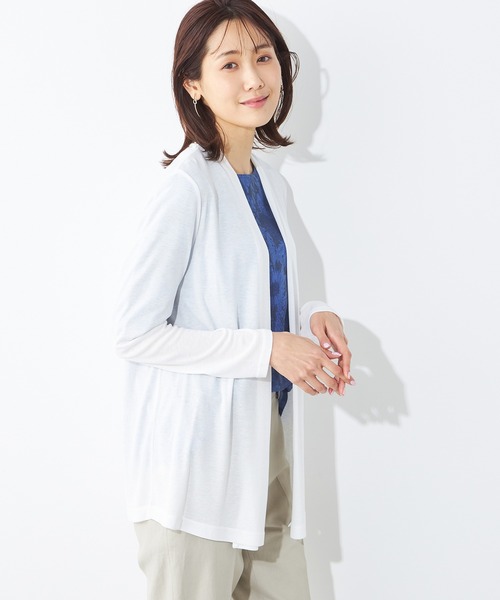 A/C DESIGN BY ALPHA CUBIC（エーシーデザインバイアルファキュービック）の「【接触冷感・UVカット】フライスカーディガン（カーディガン/ボレロ・レディース・ブラック/ライトグリーン/オフホワイト/ライトグレー・L/LL/M/3L）」の17枚目の写真