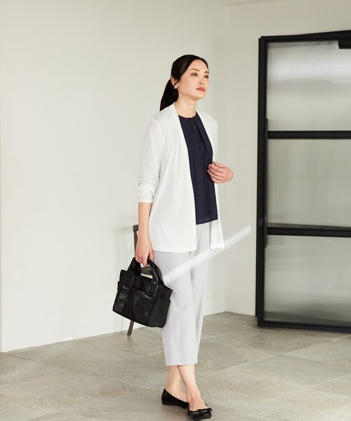 A/C DESIGN BY ALPHA CUBIC（エーシーデザインバイアルファキュービック）の「【接触冷感・UVカット】フライスカーディガン（カーディガン/ボレロ・レディース・ブラック/ライトグリーン/オフホワイト/ライトグレー・L/LL/M/3L）」の13枚目の写真