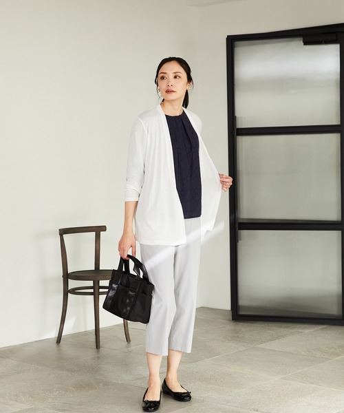 A/C DESIGN BY ALPHA CUBIC（エーシーデザインバイアルファキュービック）の「【接触冷感・UVカット】フライスカーディガン（カーディガン/ボレロ・レディース・ブラック/ライトグリーン/オフホワイト/ライトグレー・L/LL/M/3L）」の15枚目の写真