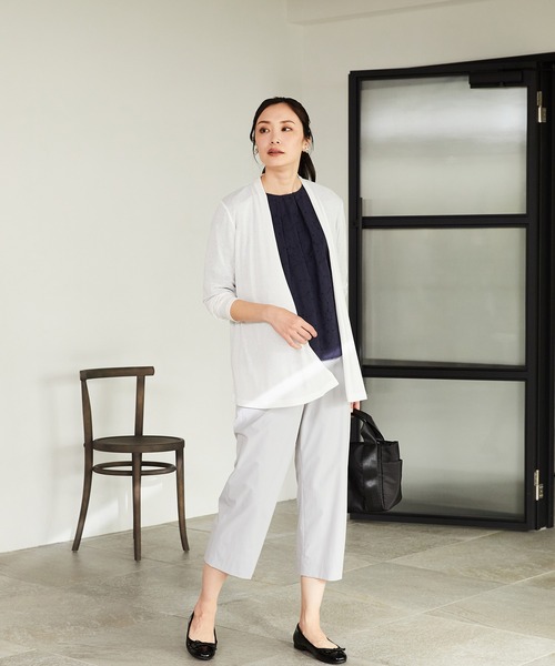 A/C DESIGN BY ALPHA CUBIC（エーシーデザインバイアルファキュービック）の「【接触冷感・UVカット】フライスカーディガン（カーディガン/ボレロ・レディース・ブラック/ライトグリーン/オフホワイト/ライトグレー・L/LL/M/3L）」の16枚目の写真