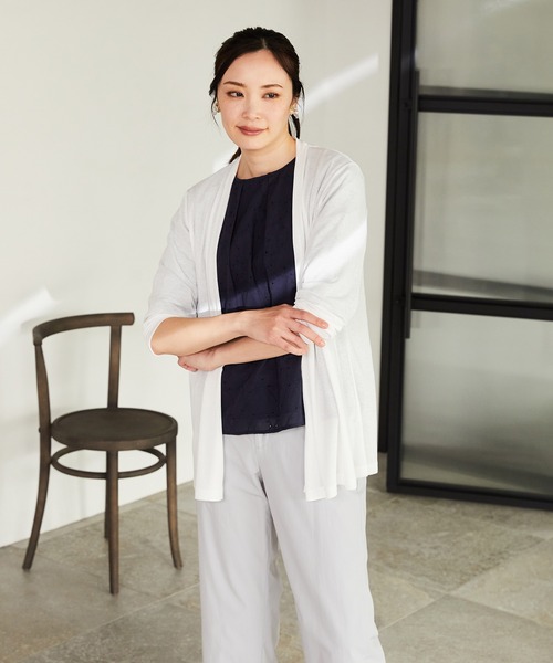 A/C DESIGN BY ALPHA CUBIC（エーシーデザインバイアルファキュービック）の「【接触冷感・UVカット】フライスカーディガン（カーディガン/ボレロ・レディース・ブラック/ライトグリーン/オフホワイト/ライトグレー・L/LL/M/3L）」の20枚目の写真