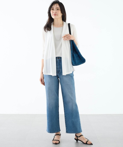 A/C DESIGN BY ALPHA CUBIC（エーシーデザインバイアルファキュービック）の「【接触冷感・UVカット】フライスカーディガン（カーディガン/ボレロ・レディース・ブラック/ライトグリーン/オフホワイト/ライトグレー・L/LL/M/3L）」の19枚目の写真