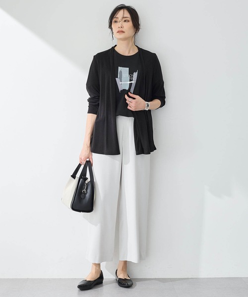 A/C DESIGN BY ALPHA CUBIC（エーシーデザインバイアルファキュービック）の「【接触冷感・UVカット】フライスカーディガン（カーディガン/ボレロ・レディース・ブラック/ライトグリーン/オフホワイト/ライトグレー・L/LL/M/3L）」の22枚目の写真