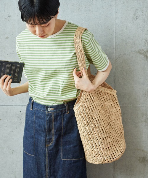 m　ラフィアバッグ　かぎ編み　ショルダーバッグ PAR ICI（パーリッシィ）の「ラフィアかぎ編み ワンショルダー