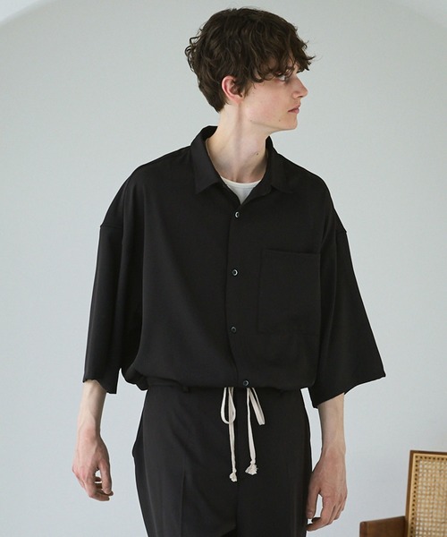 セール】ポリストレッチビッグポケットサイドスリットシャツ（シャツ