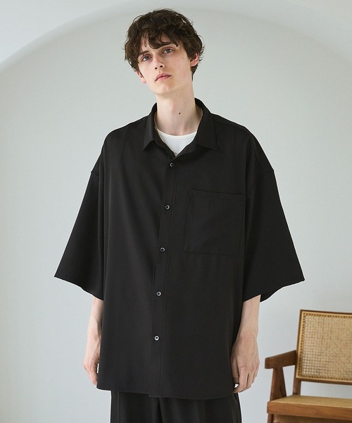 セール】ポリストレッチビッグポケットサイドスリットシャツ（シャツ