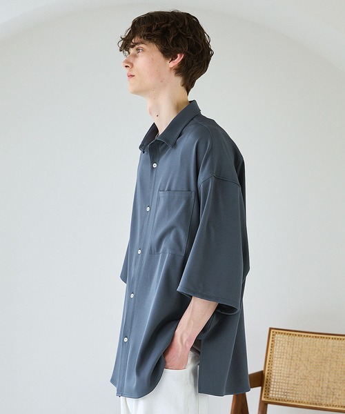 セール】ポリストレッチビッグポケットサイドスリットシャツ（シャツ